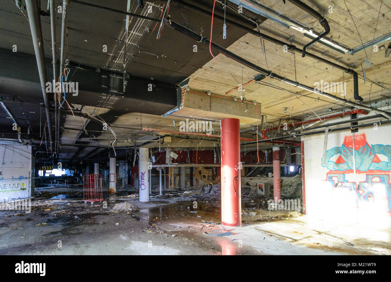 Wien, Vienna: inside former Cineplexx cinema at Reichsbrücke, now in demolition, 22. Donaustadt, Wien, Austria Stock Photo