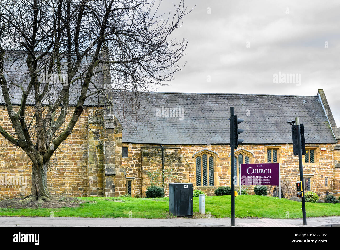 A medieval church converted in to a bar and restaurant at the town of Northampton, northamptonshire, England. Stock Photo