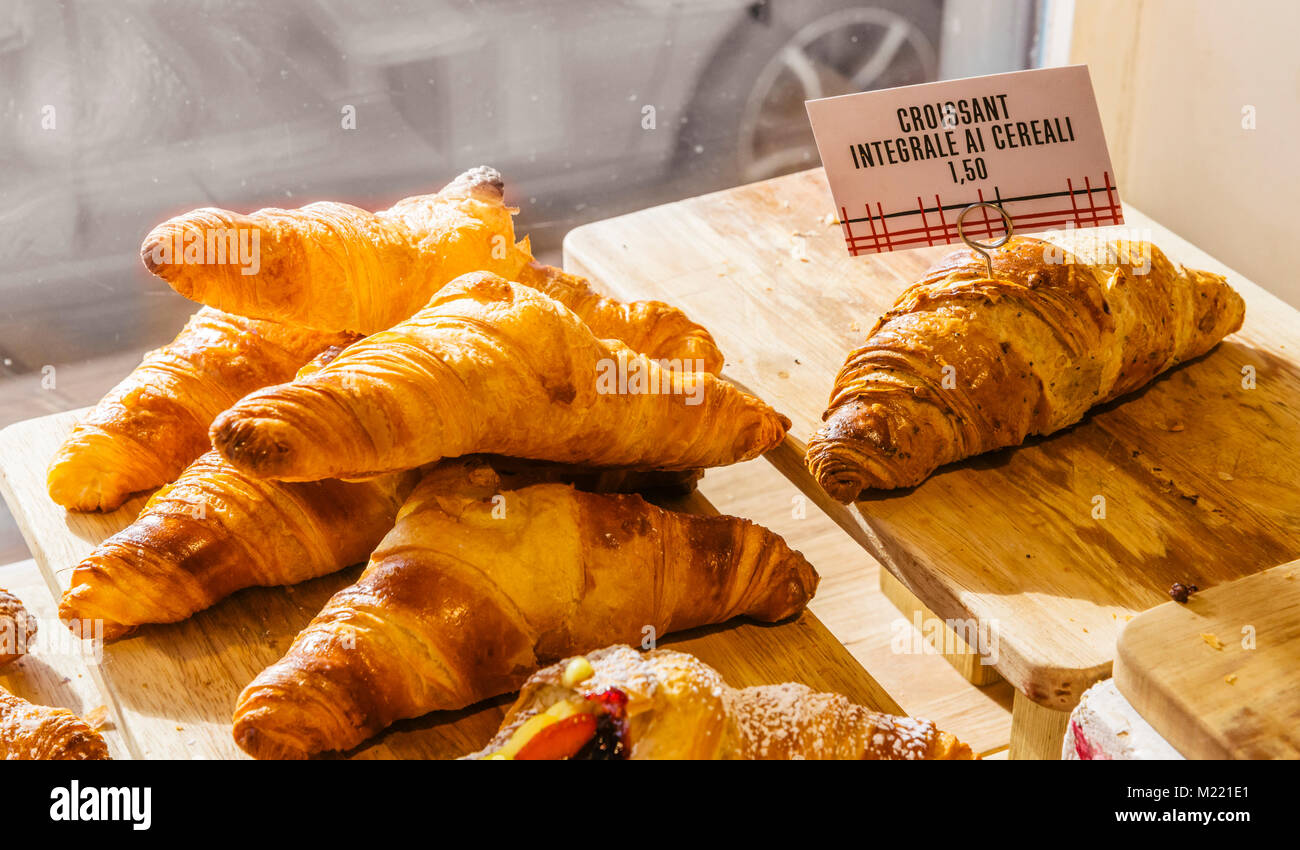 Various flavours of croissant or as in Italy their called brioche on