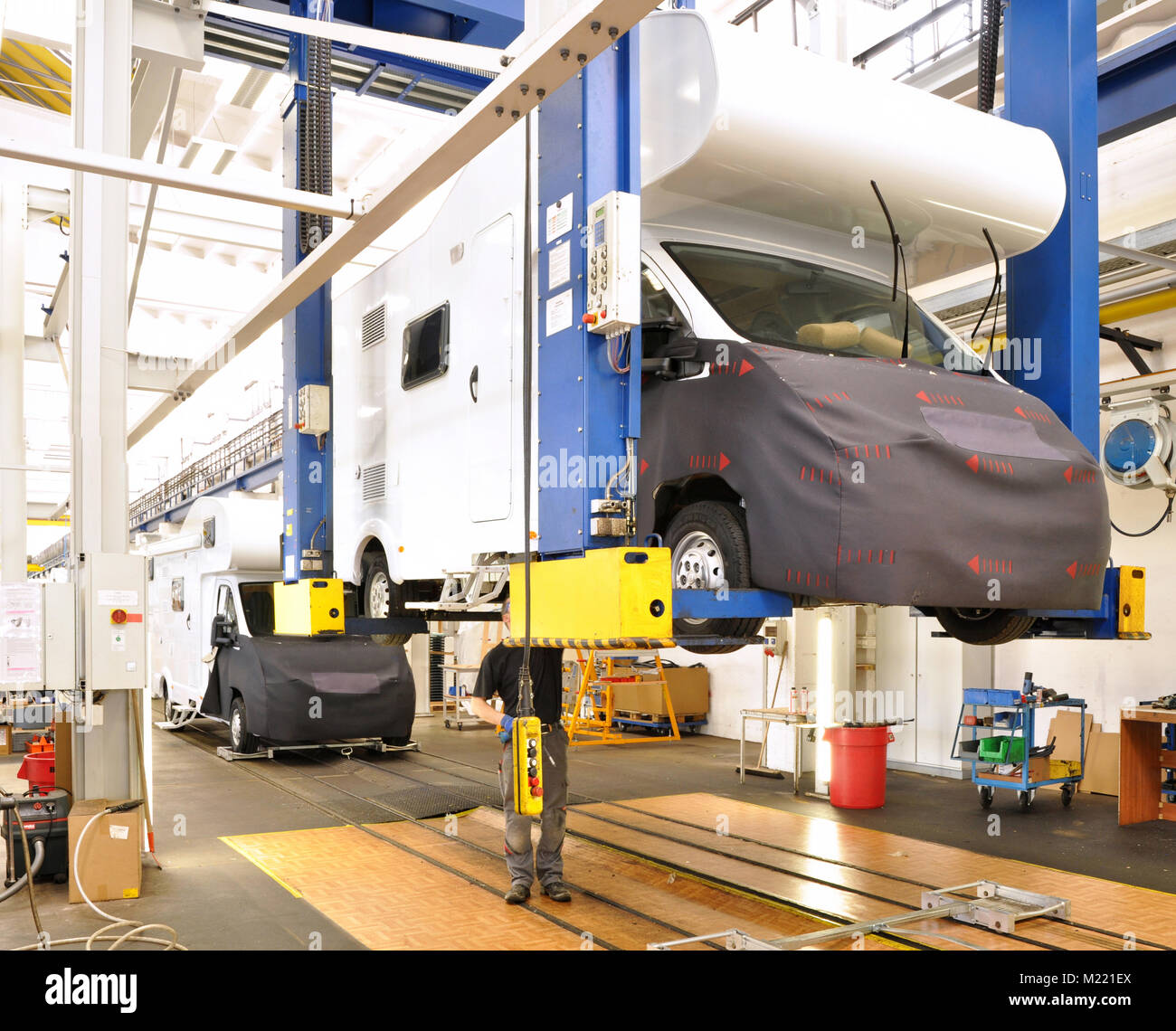manufacture of camper vans in a factory Stock Photo