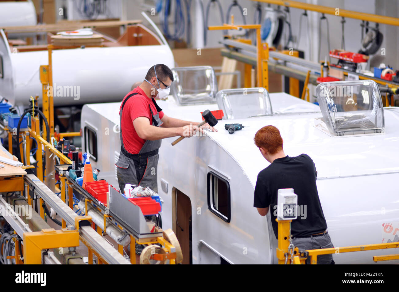 manufacture of camper vans in a factory Stock Photo