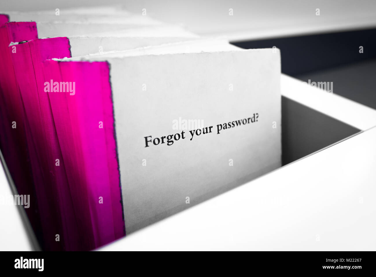 Forgot Password. White book with Forgot Your Password question on the cover. Technology concept Stock Photo
