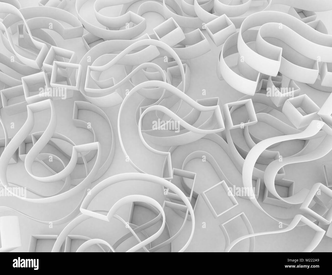 Pile of outlines 3d question marks Stock Photo - Alamy