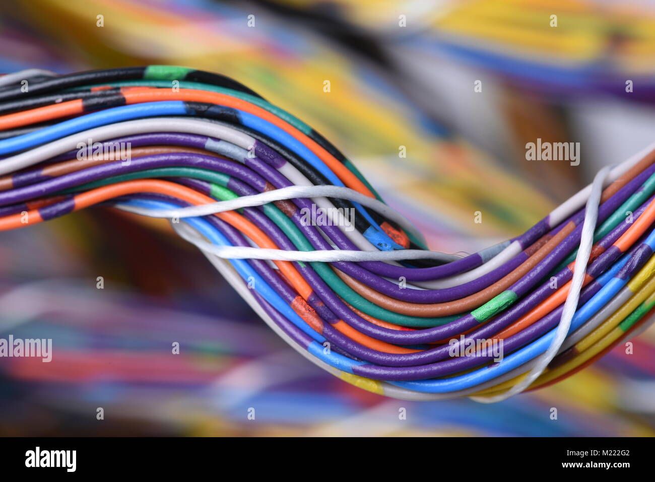 Bundle Electrical Colorful Cables and Wires Stock Photo