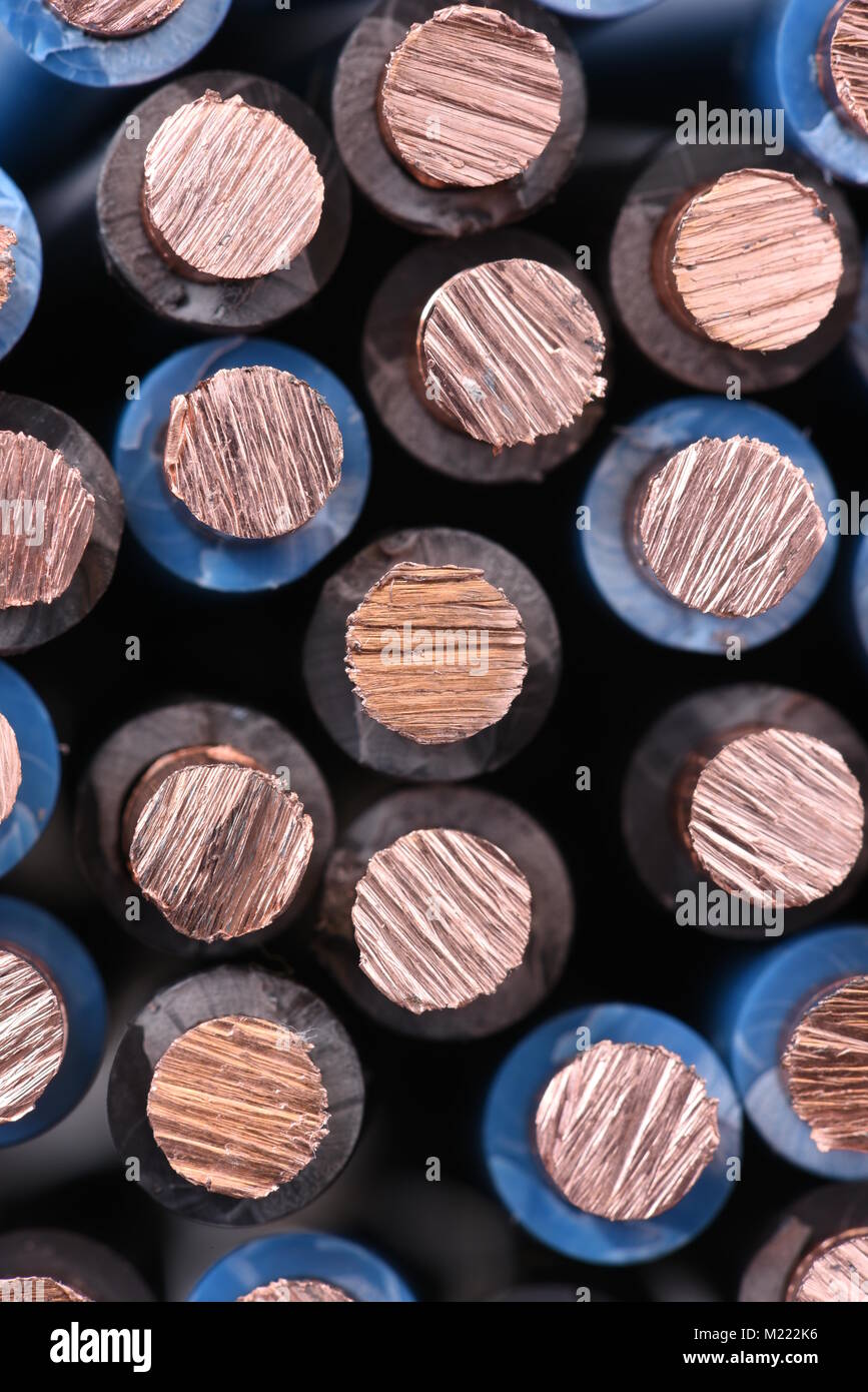 Copper electrical power cable close-up Stock Photo