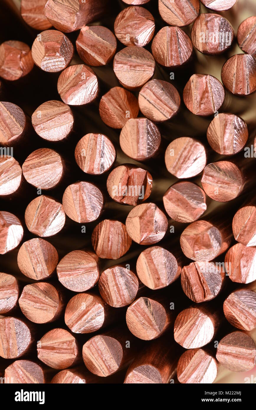 Copper wire raw materials and metals industry and stock market concept Stock Photo