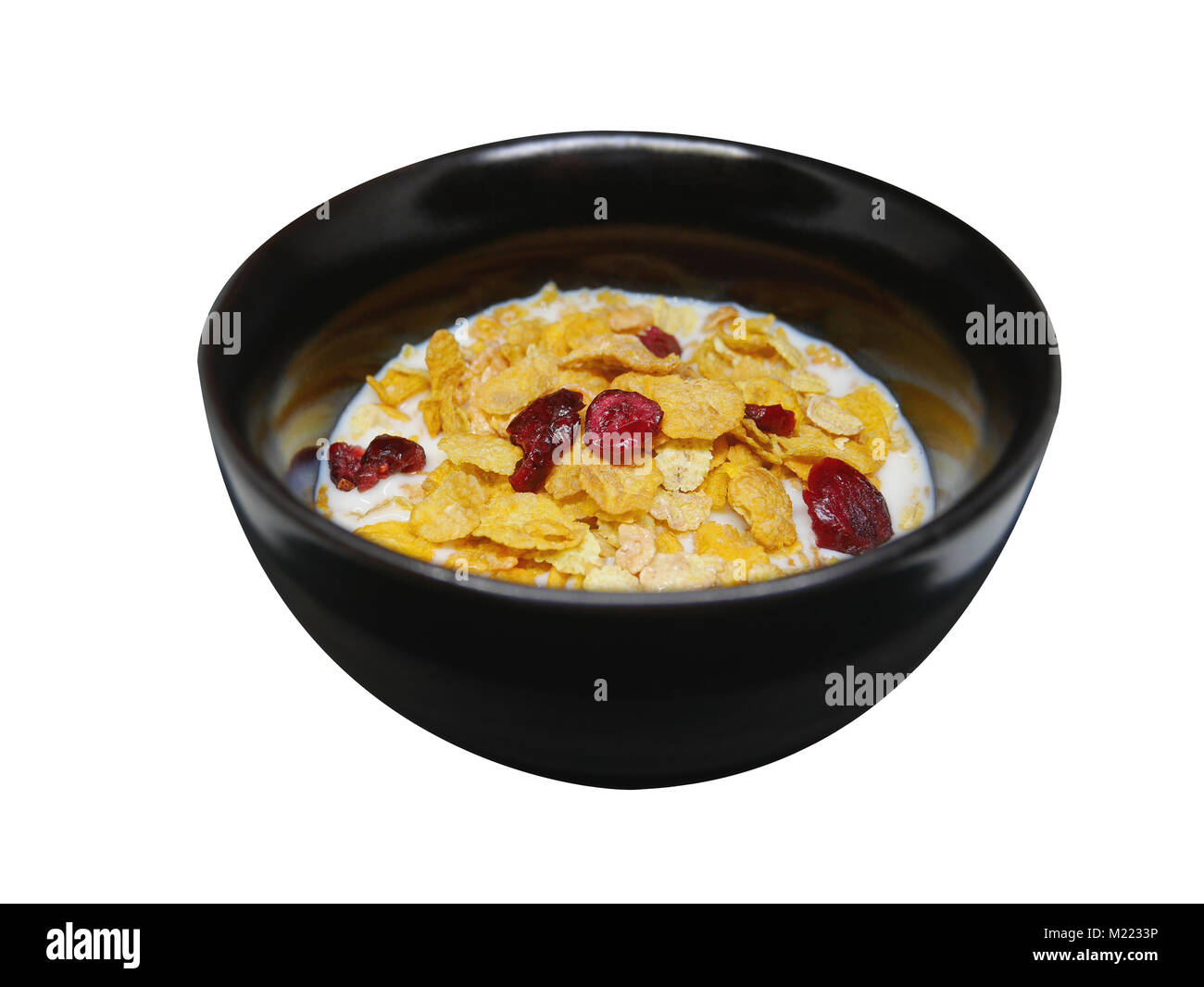 Crispy and healthy organic breakfast cereal flakes with red dried