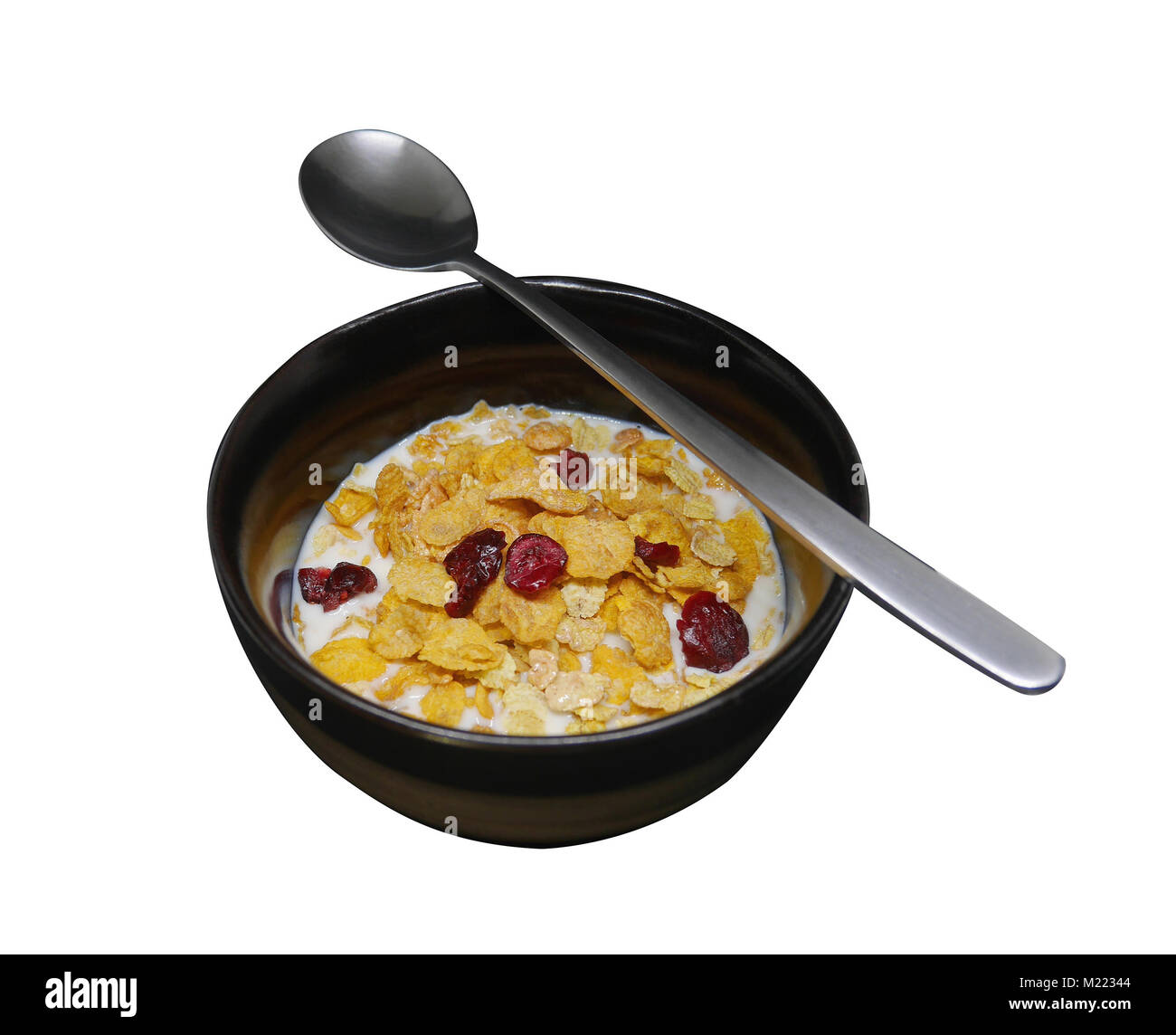 Crispy and healthy organic breakfast cereal flakes with dried cranberry