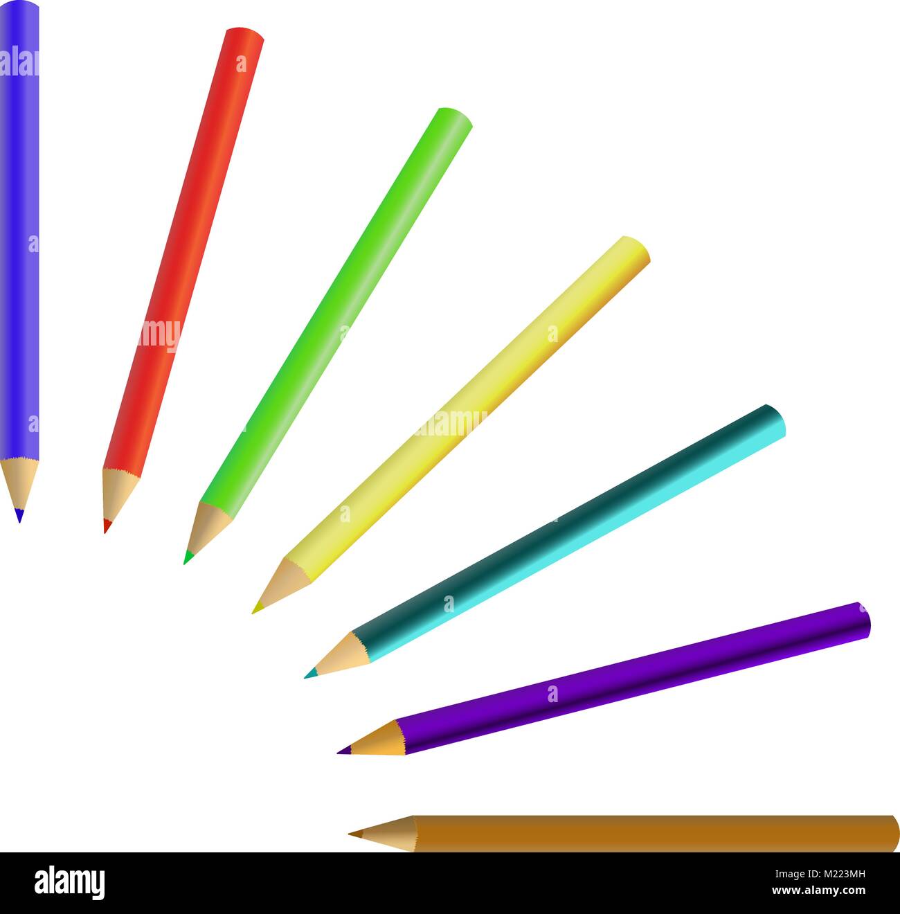 set of colored pencils crayons isolated on white background Stock