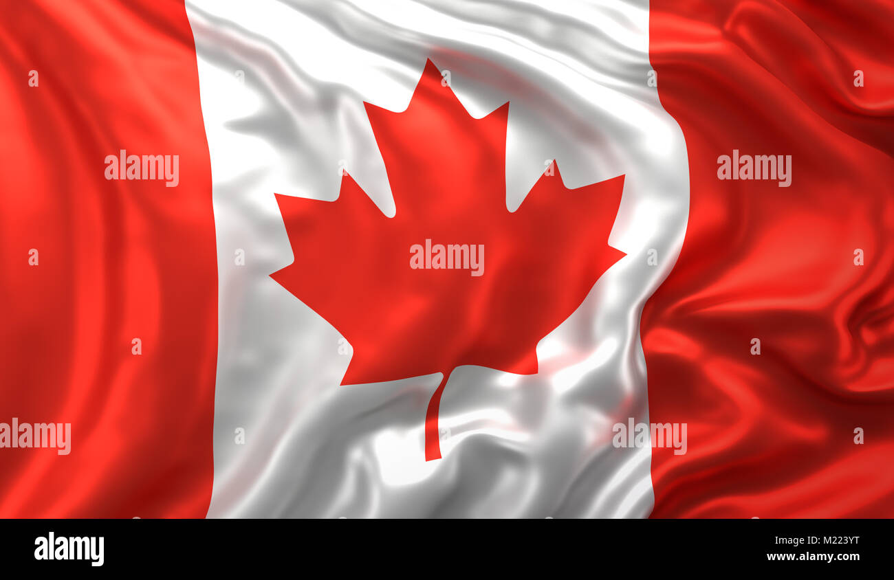 Flag of Canada blowing in the wind. 3D illustration Stock Photo