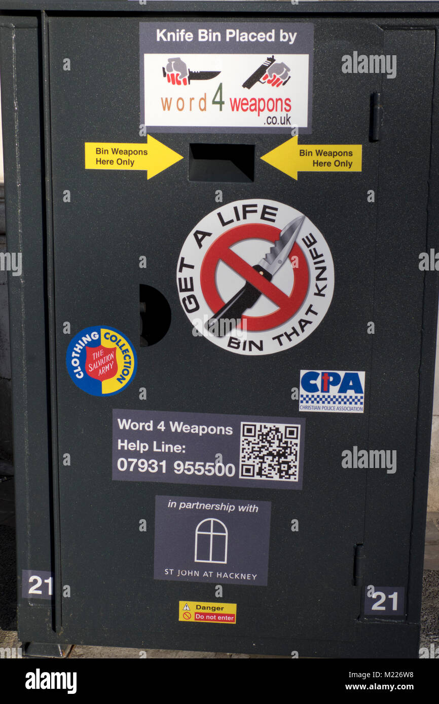 Knife bins for members of the public to voluntarily give up their