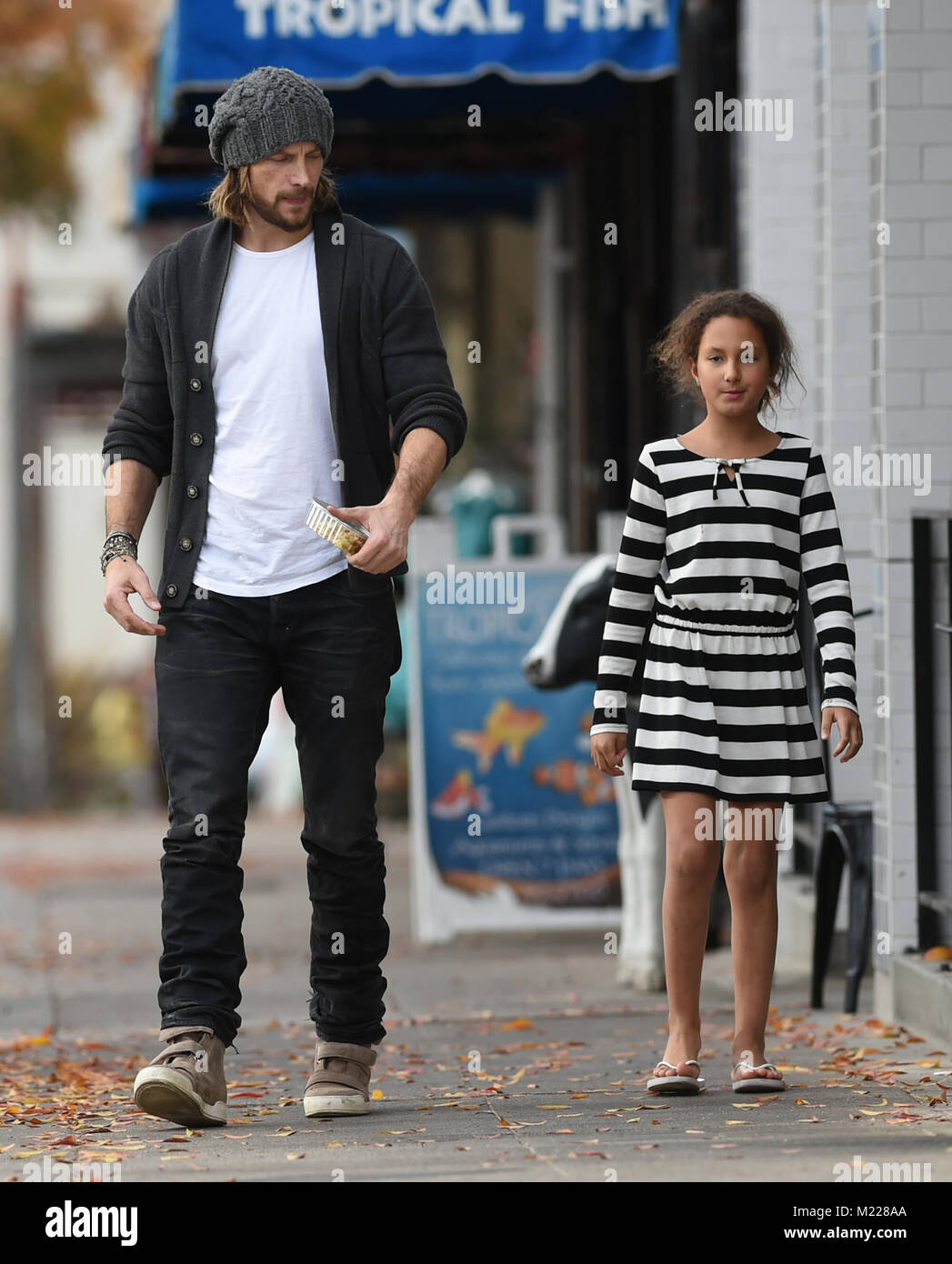 Gabriel Aubry and his daughter Nahla Aubry go out to lunch ...