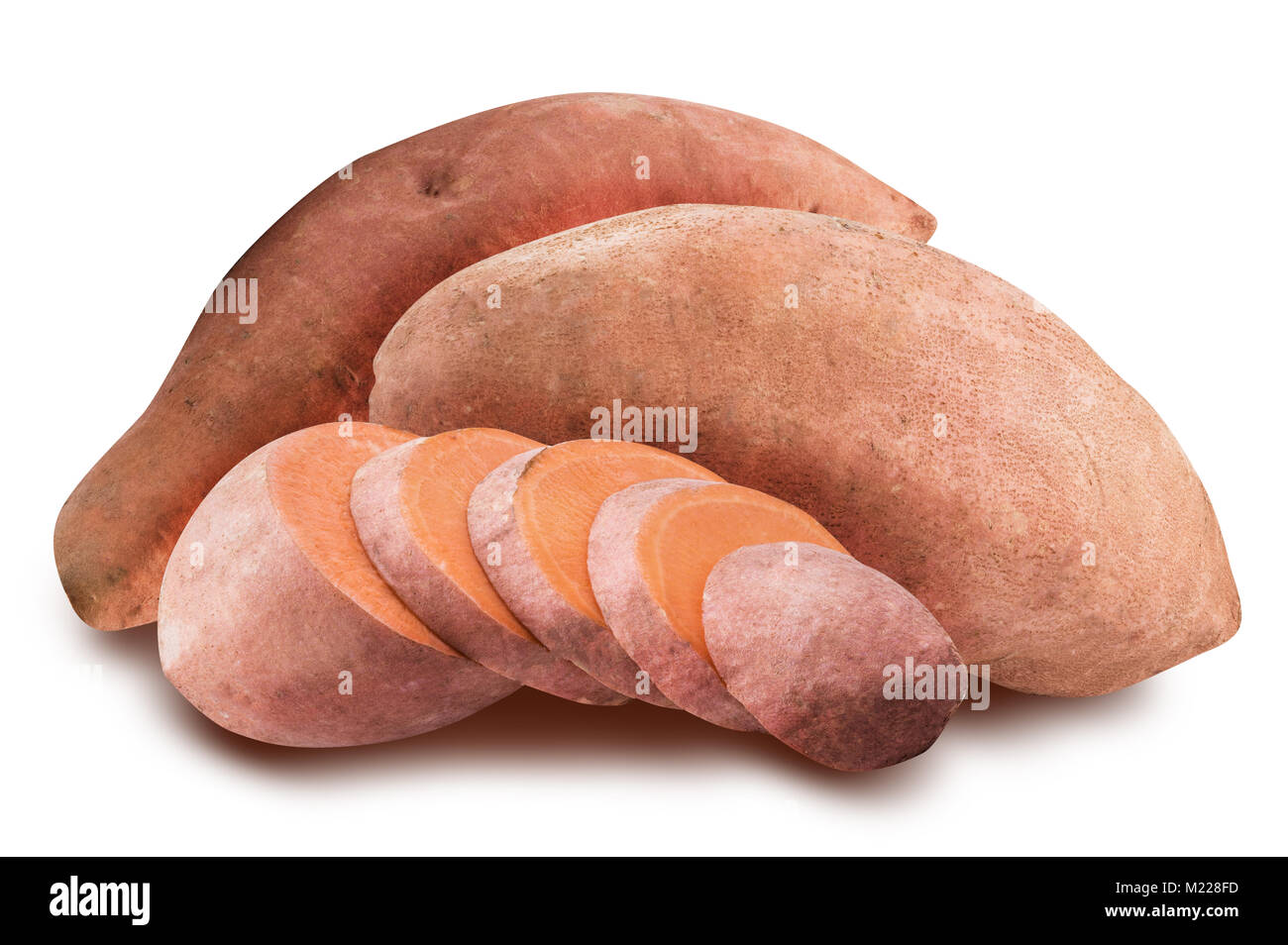 Sweet pink potato isolated on white background  with clipping path Stock Photo