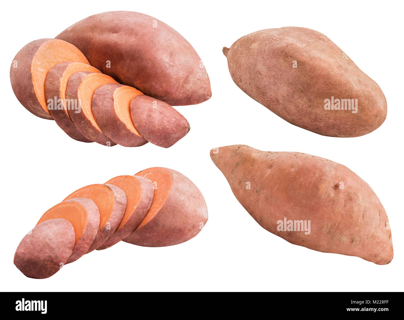 Sweet pink potato isolated on white background  with clipping path Stock Photo