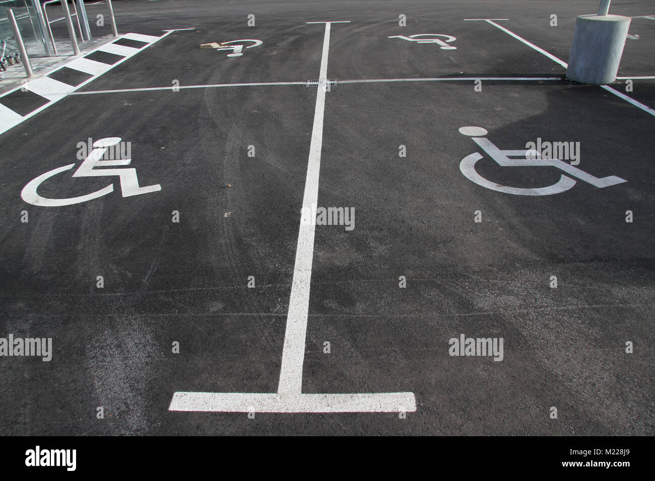 Handicap icon. Parking lot with handicap sign and symbol. Empty ...