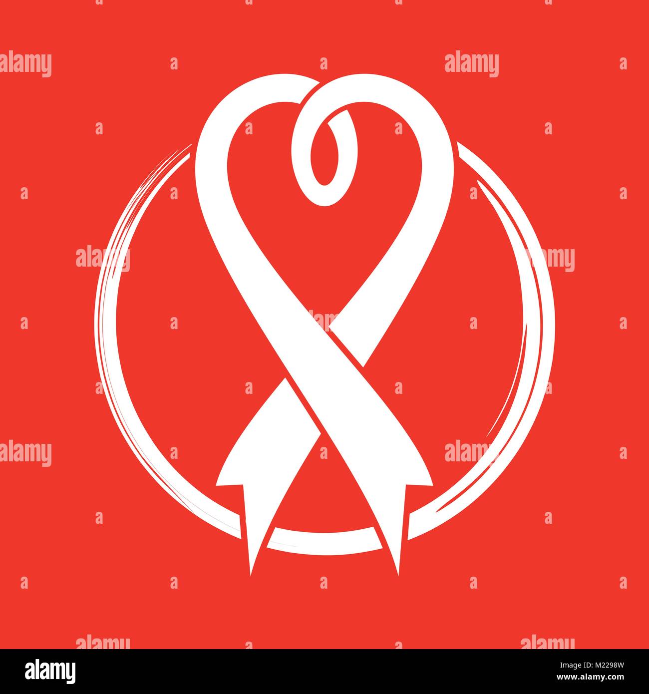 The Symbol Of The Fight Against Aids Is A Red Ribbon Light Beige Background  And Dark Circle Around Stock Illustration - Download Image Now - iStock