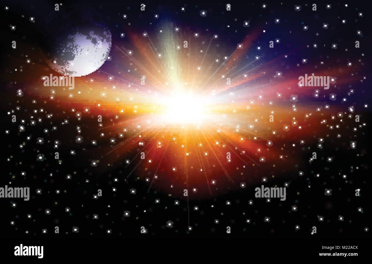 abstract space background with moon and stars vector illustration Stock ...
