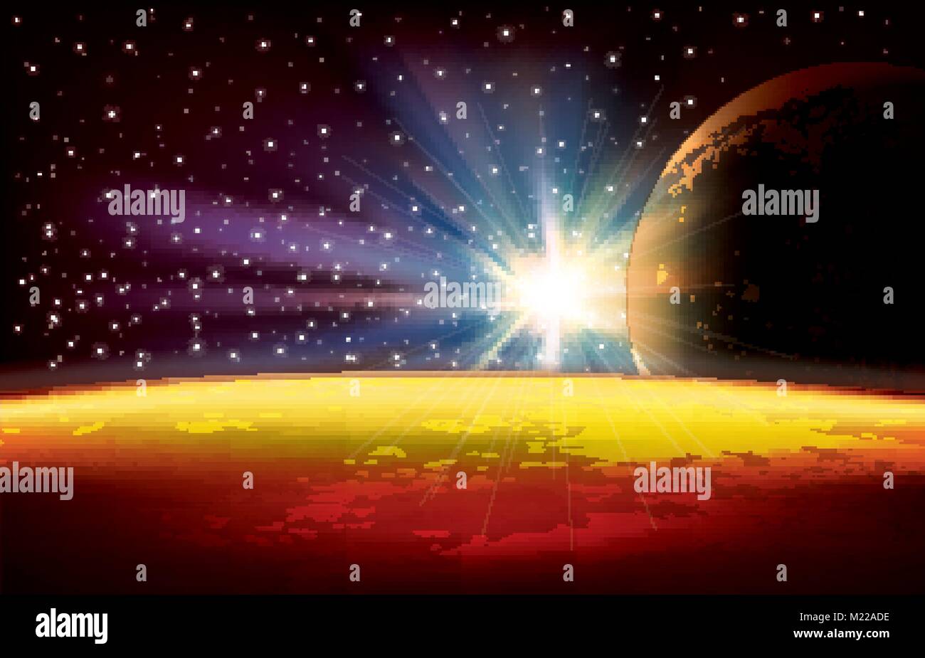 abstract space background with planets and stars vector illustration ...