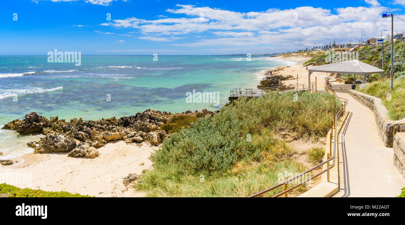 Looking towards Mettams Pool beach, and Mettams Hollow, North Beach, Perth, Western Australia, Australia Stock Photo