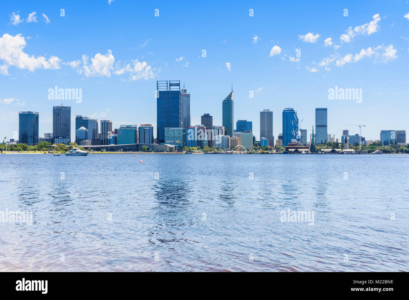 Perth city skyline views across the Swan River Perth, Western Australia Stock Photo