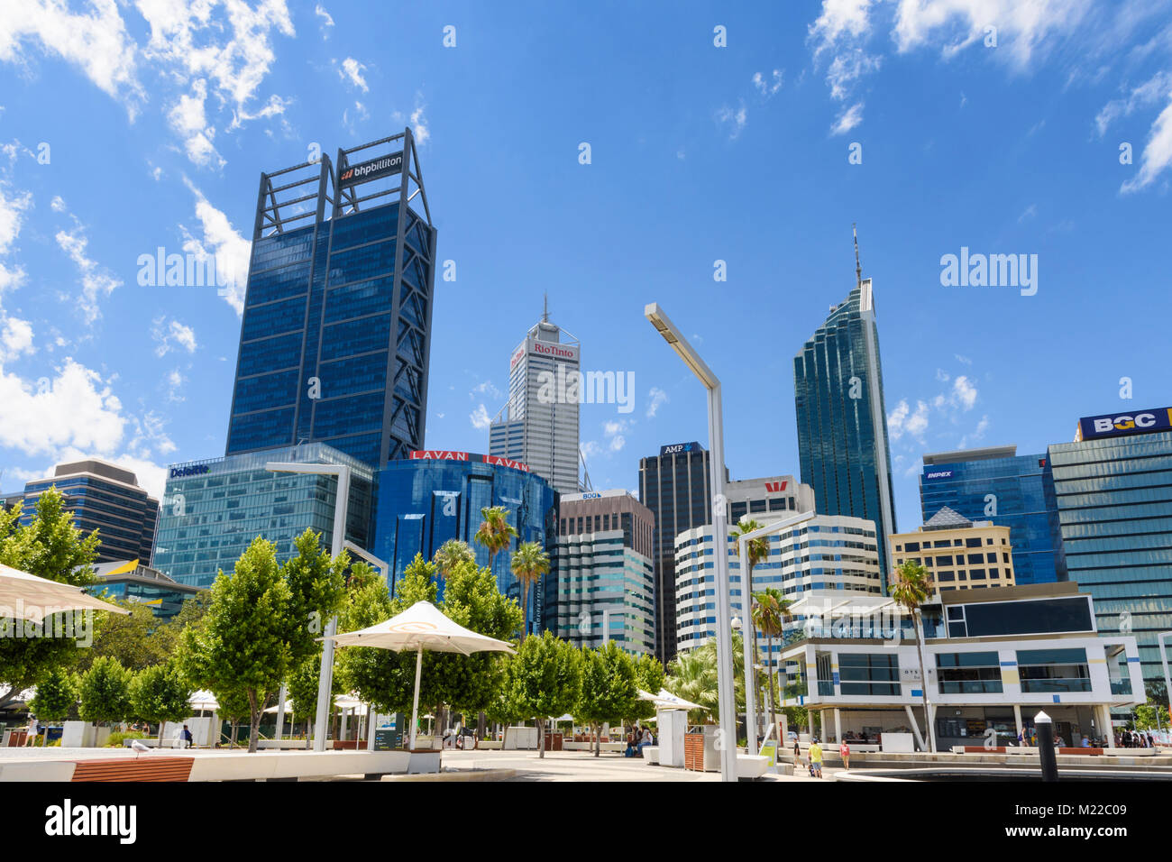 Perth cityscape viewed from Elizabeth Quay, Perth, Western Australia, Australia Stock Photo