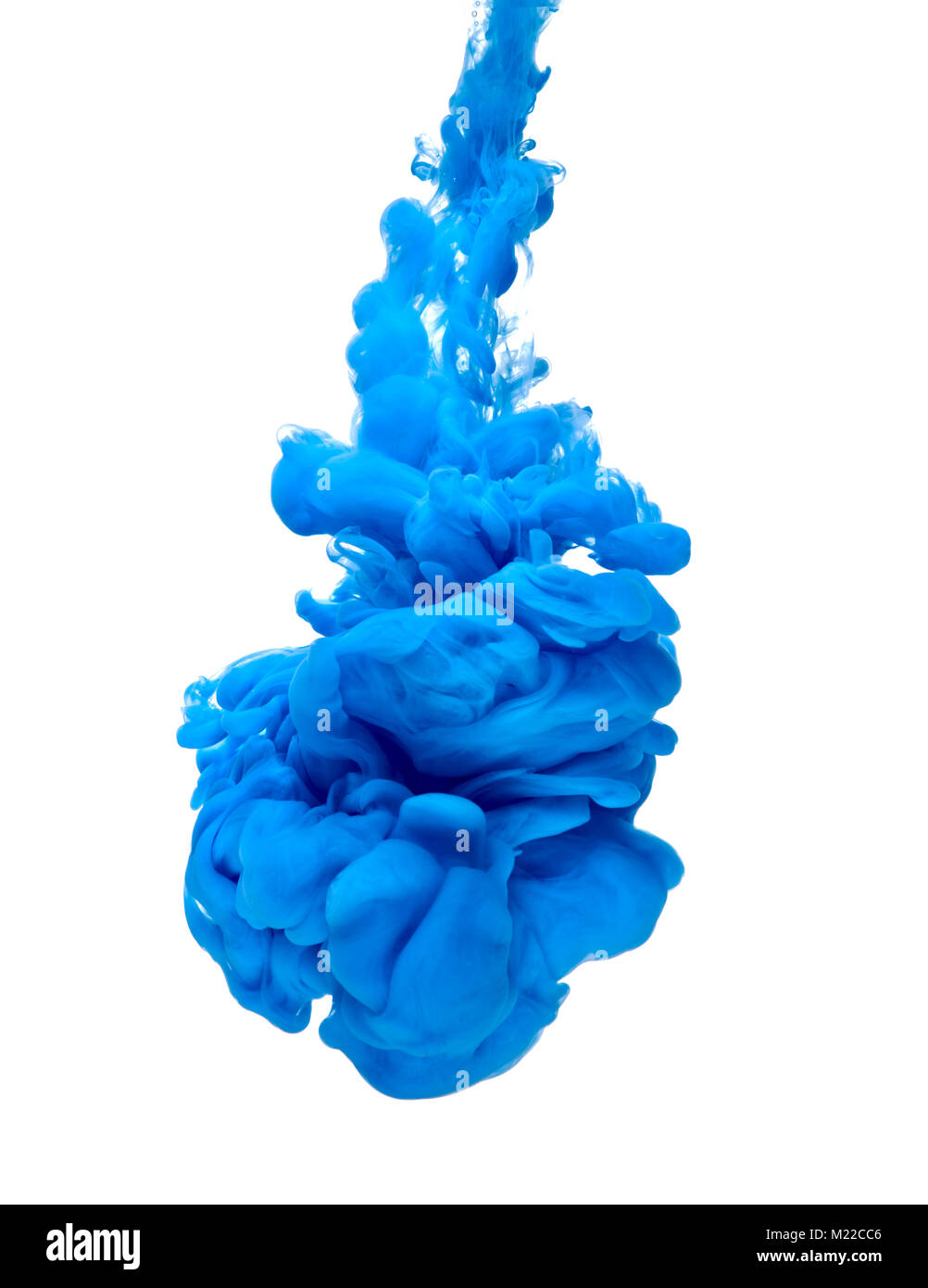 blue color paint pouring in water Stock Photo