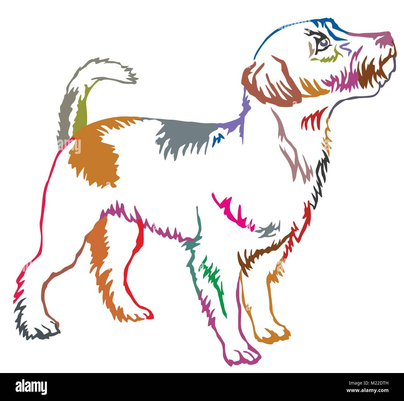 Colorful contour decorative portrait of standing in profile dog Jack ...