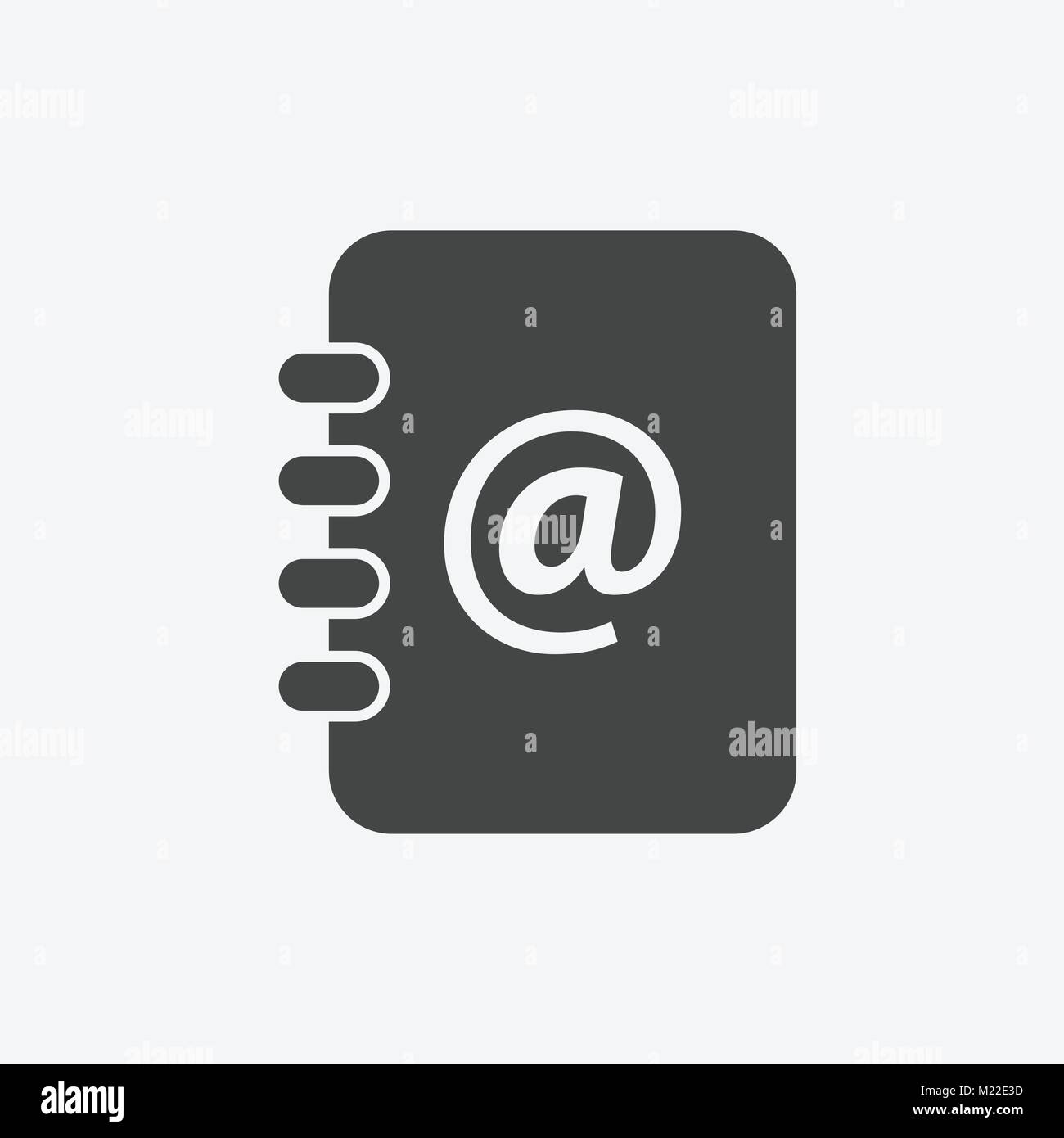 Address book icon. Email note flat vector illustration on white