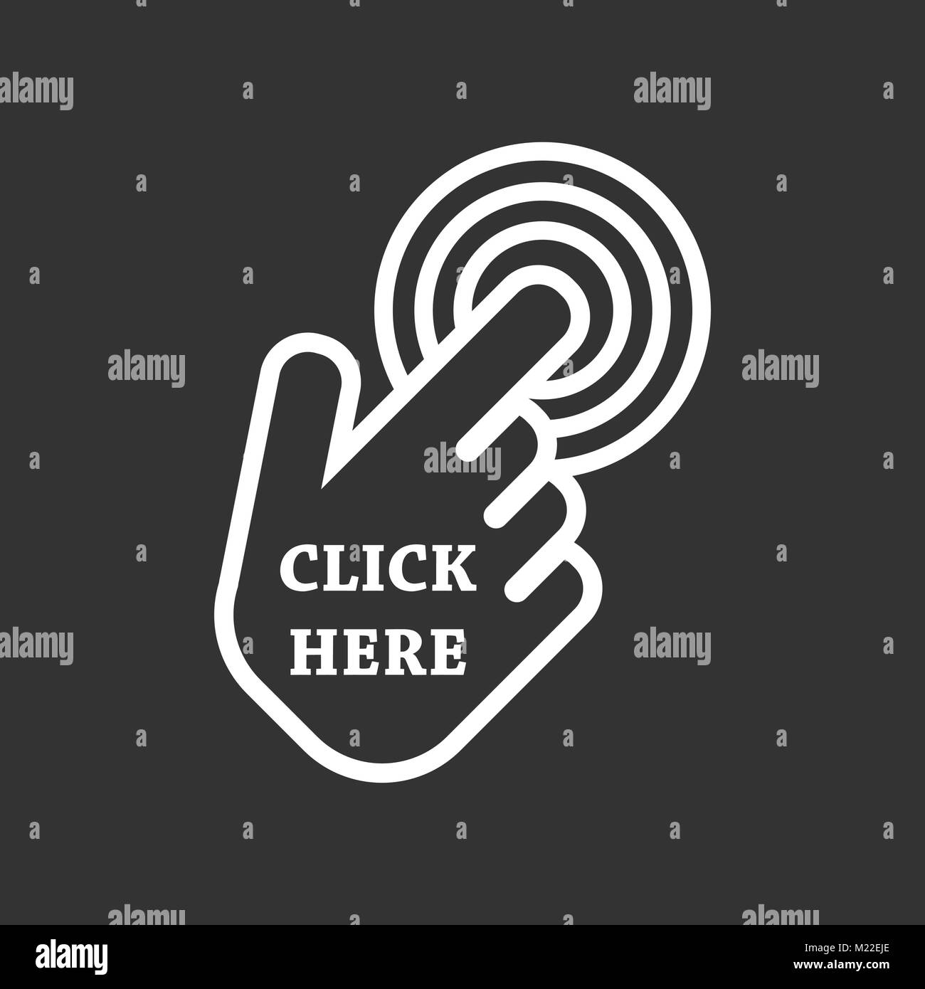 Click here icon. Hand cursor signs. Black button flat vector illustration Stock Vector Image