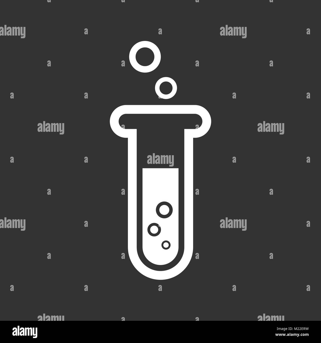 Chemical test tube pictogram icon. Laboratory glassware or beaker equipment isolated on black background. Experiment flasks. Trendy modern vector symb Stock Vector