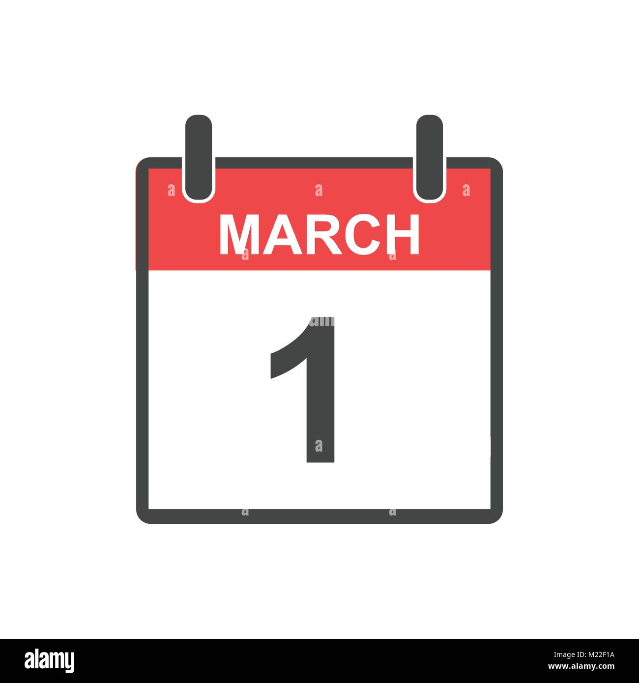 March 1 calendar icon. Vector illustration in flat style. Stock Vector
