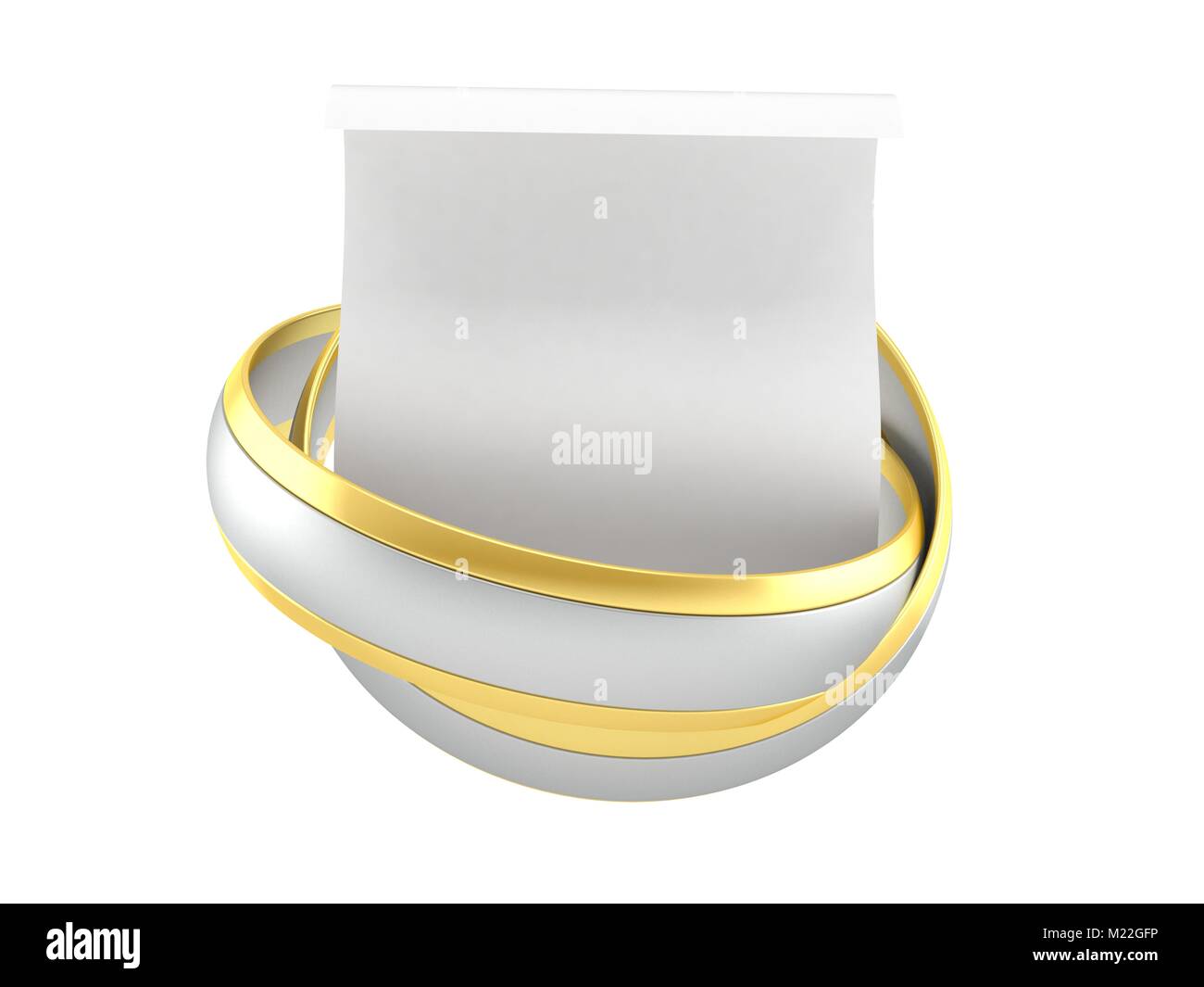 Paper Rings Background Wedding rings with blank sheet of paper isolated on white background ...