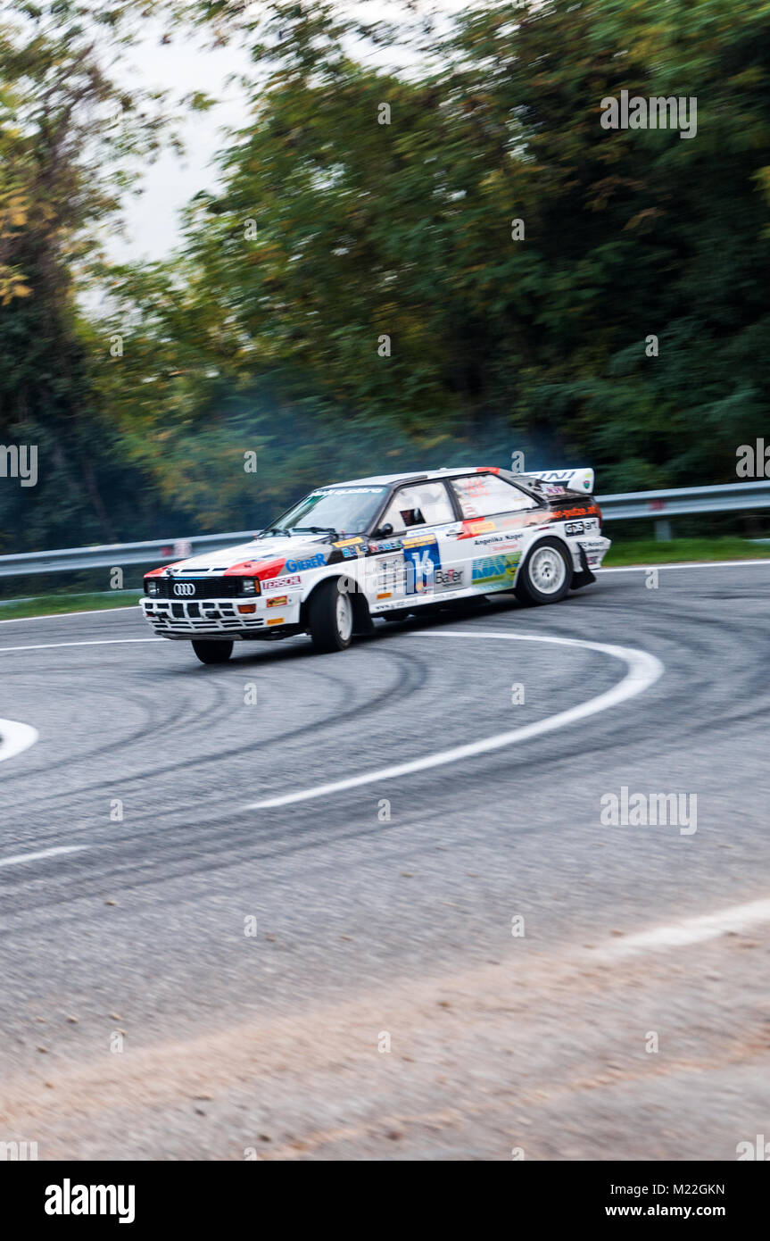 AUDI QUATTRO 1983 old racing car rally THE LEGEND 2017 the famous SAN MARINO historical race Stock Photo