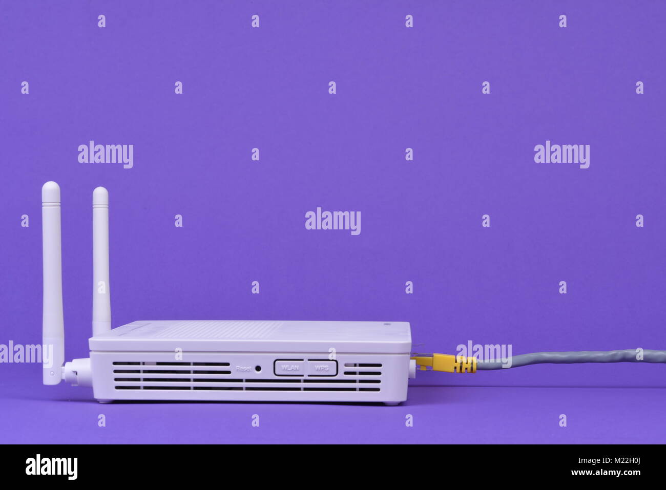 Cable connected to router Stock Photo Alamy