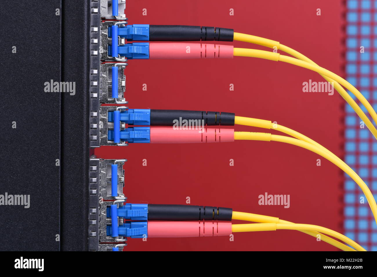 Optical cables connected to switch in data center Stock Photo Alamy
