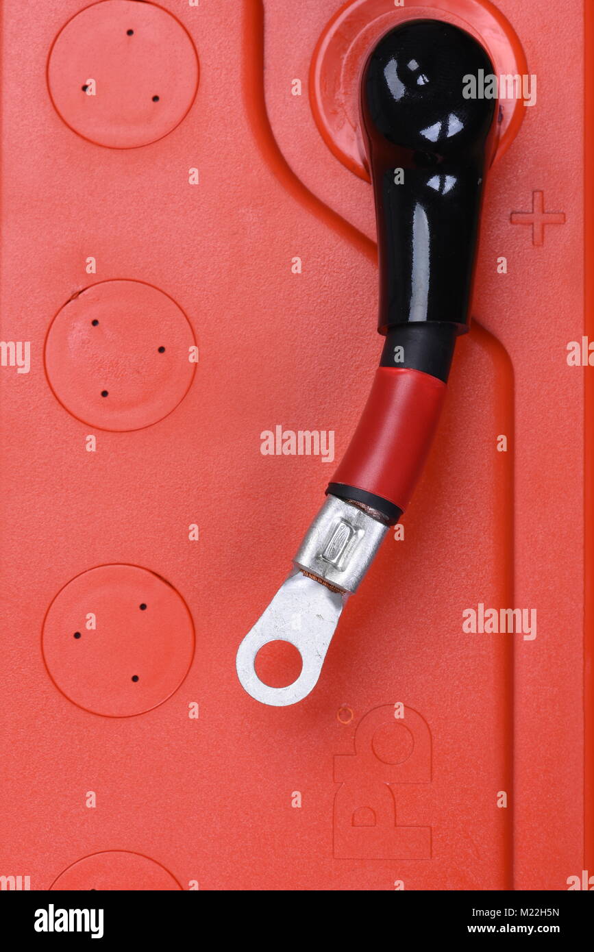Battery with cable closeup Stock Photo Alamy