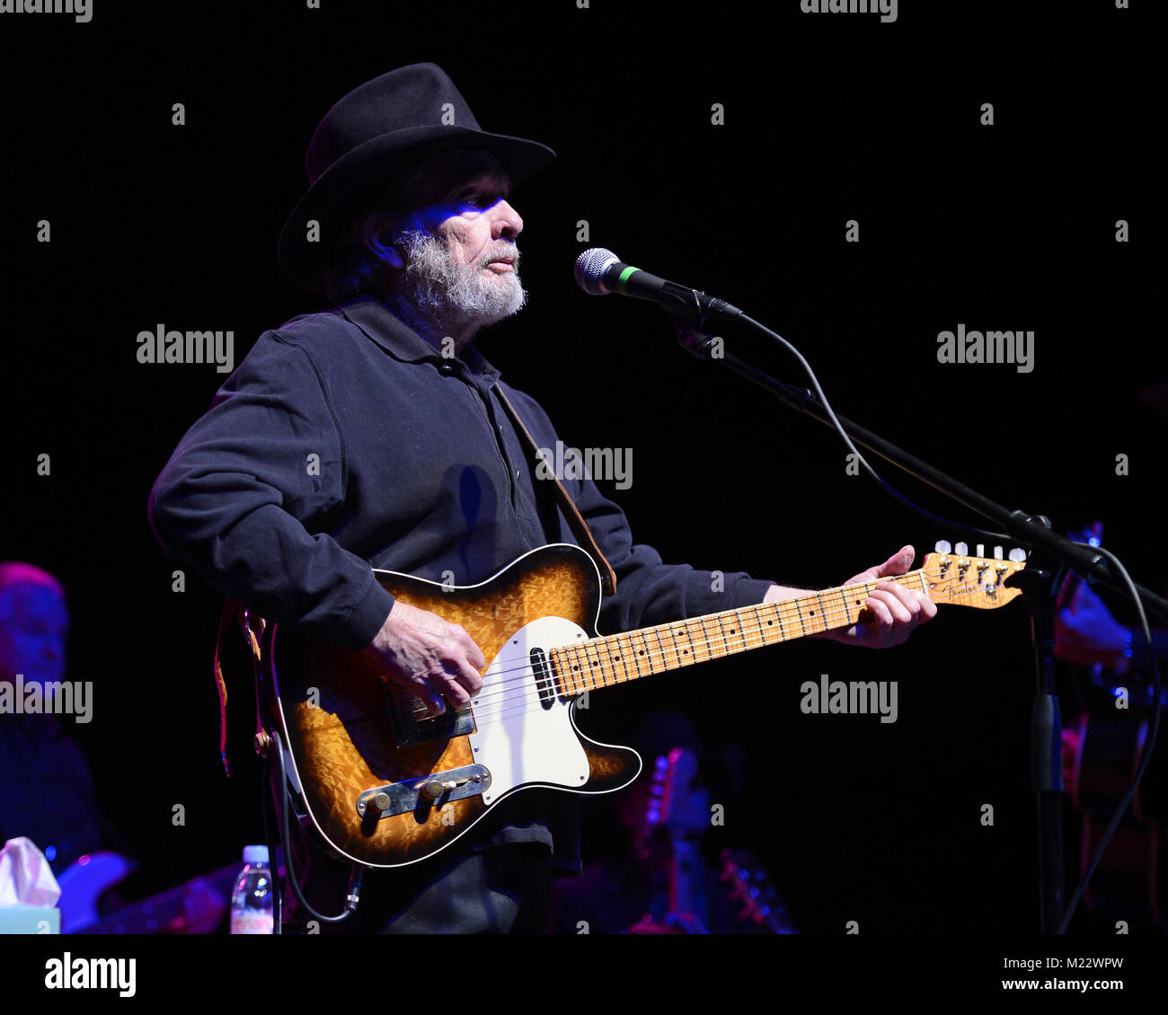 NORTHRIDGE, CA - FEBRUARY 27: Merle Haggard performs at Valley Performing Arts Center.  on February 27, 2013 in  in Northridge, California  People:  Merle Haggard Stock Photo
