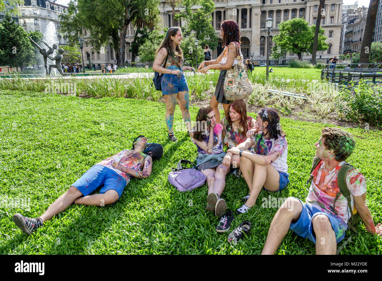 Buenos Aires Argentina,Plaza Lavalle,park,teen teens teenage teenager teenagers youth adolescent,boy boys,male kid kids child children youngster young Stock Photo