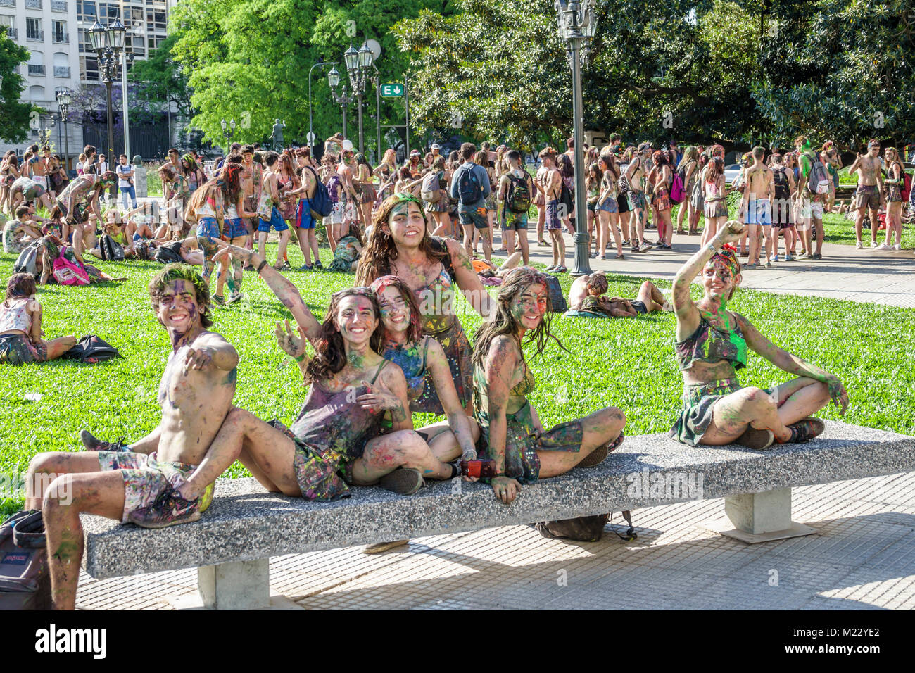 Buenos Aires Argentina,Plaza Lavalle,park,teen teens teenager teenagers girl girls,female kid kids child children,boy boys,male,student students frien Stock Photo