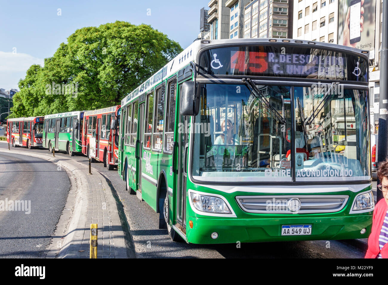 Buenos Aires Argentina,Avenida 9 de Julio,July 9 Avenue,major road,dedicated bus lane,Hispanic,Argentinean Argentinian Argentine,South America America Stock Photo