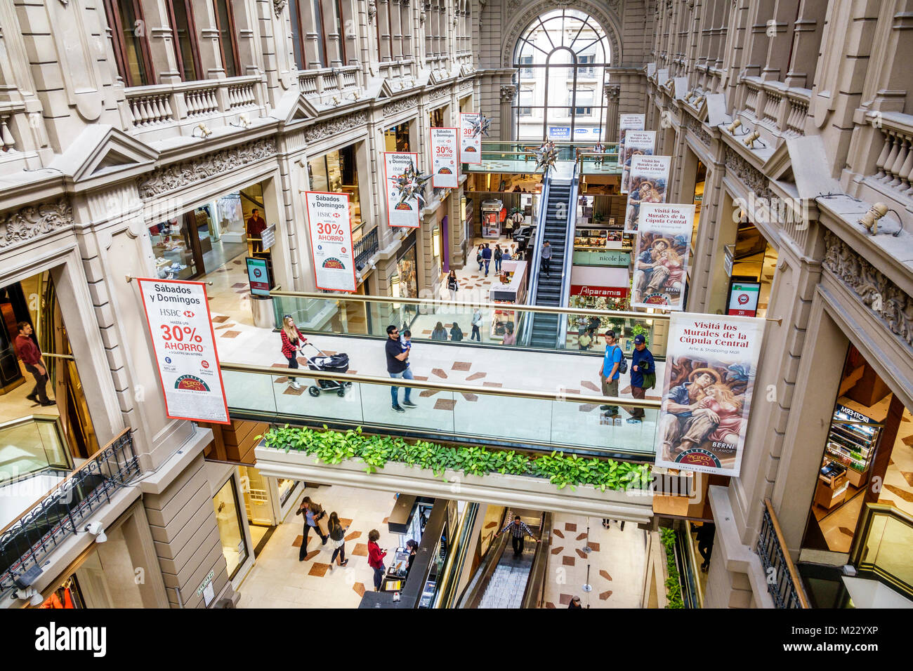 Buenos Aires Argentina,Galerias Pacifico mall,atrium,historic building,inside,overhead view,multiple levels,Hispanic,Argentinean Argentinian Argentine Stock Photo