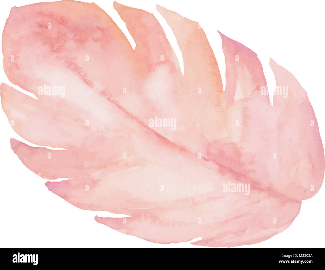 The isolated pastel pink leaf on white background Stock Vector