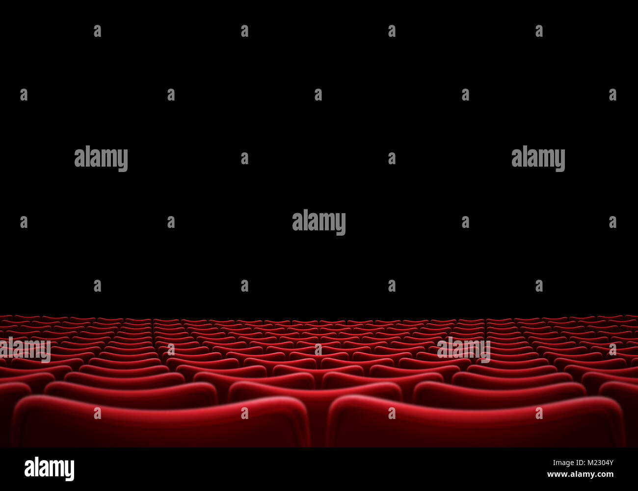 auditorium or movie theater hall with red armchairs 3d illustration Stock Photo