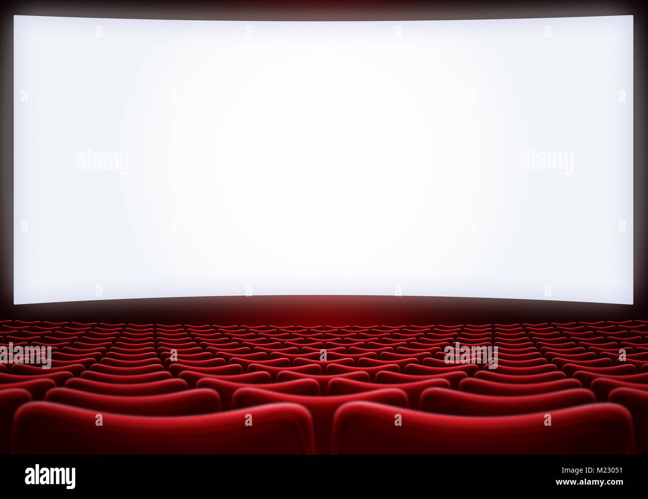 movie theater screen with red seats backgound 3d illustration Stock Photo