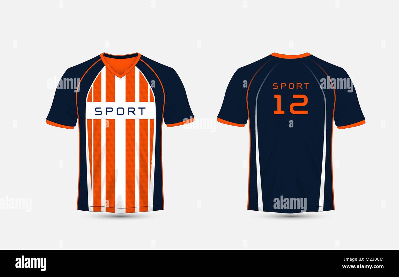 Blue, White and orange stripe pattern sport football kits, jersey, t-shirt  design template Stock Vector Image & Art - Alamy