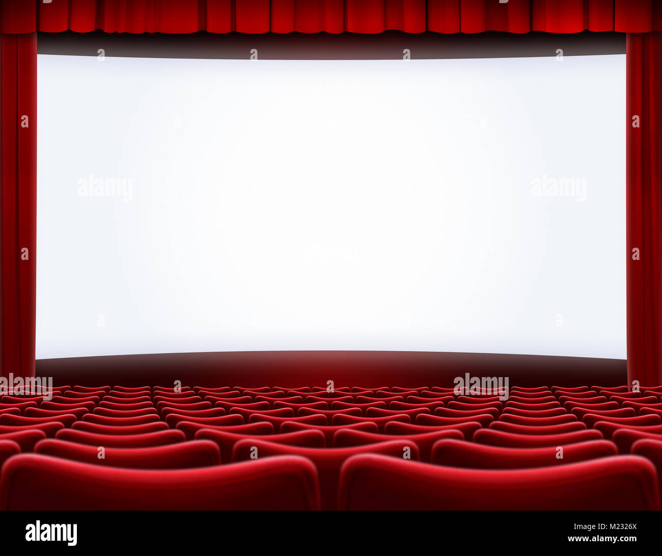 open screen in movie theater 3d illustration Stock Photo - Alamy