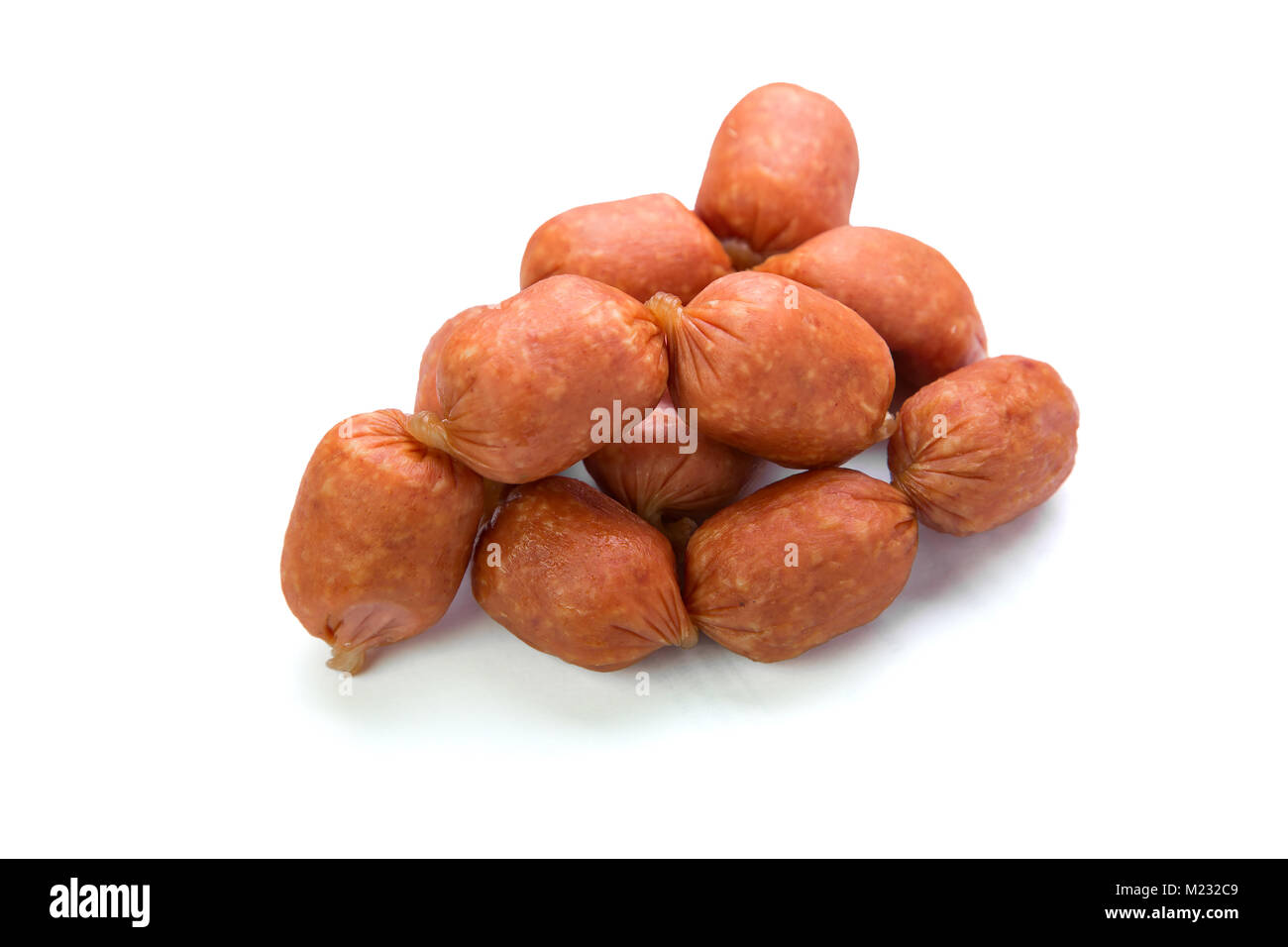 mini salami, unhealthy food. isolated Stock Photo Alamy