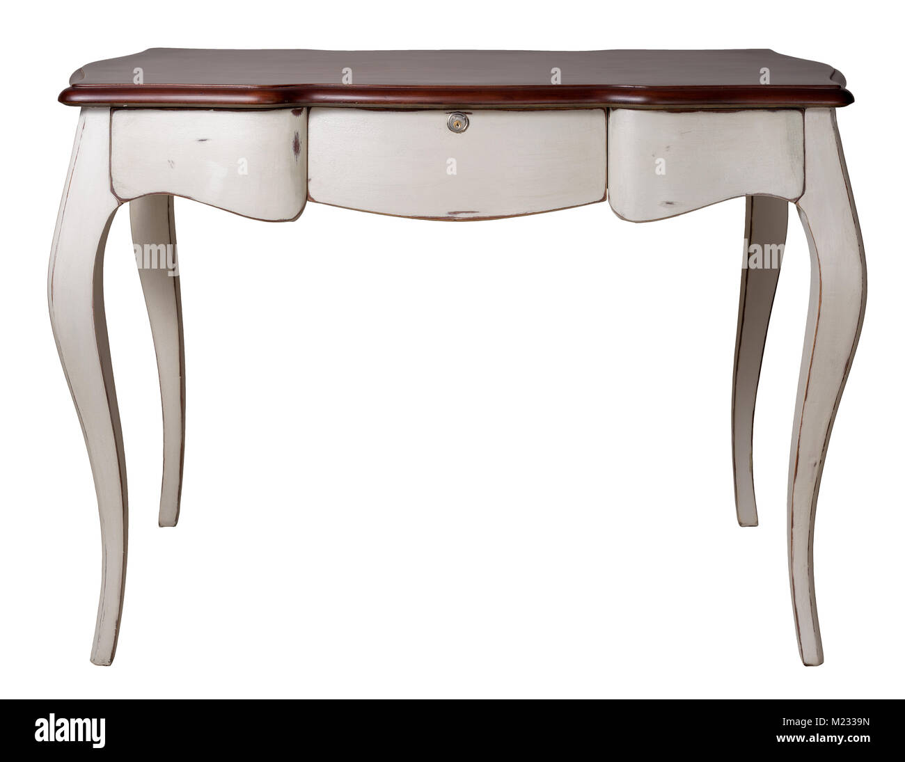 Vintage Furniture Retro wooden desk table with white legs and three
