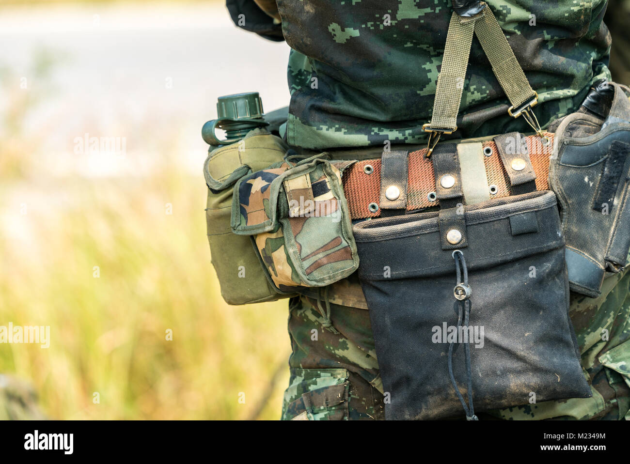 Soilder preparation ready for war and combat and eaiting command. Stock Photo
