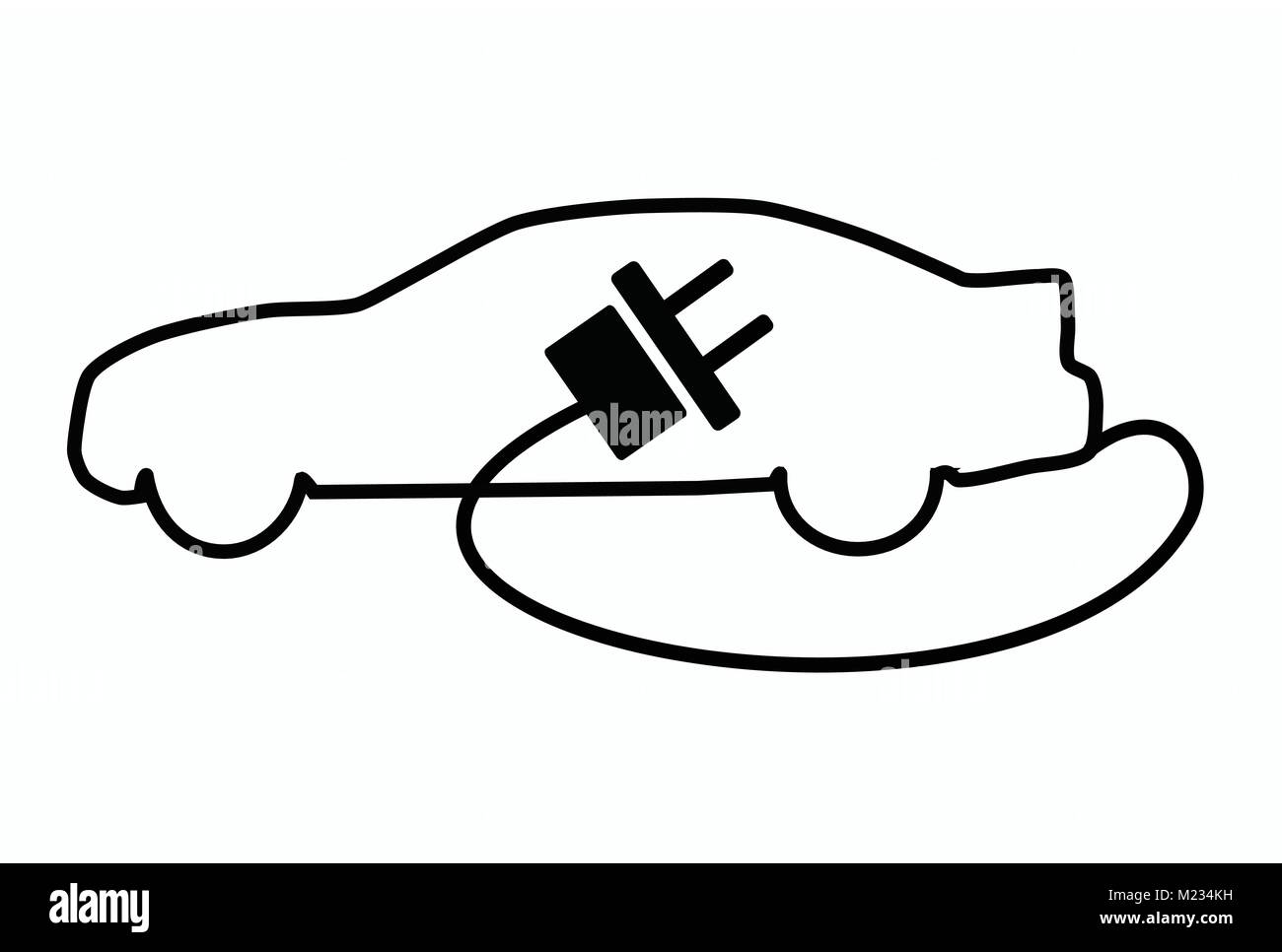 Icon for e-mobility, symbol for electric car/ public charger for e-cars/ charging station/ plug-in car, eco-friendly e-car/ way out of exhaust scandal Stock Vector